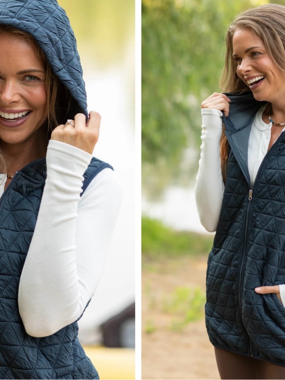 Filly Flair Quilted Hooded Vest in Deep Navy
